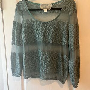 Sheer Green Textured Women's Top